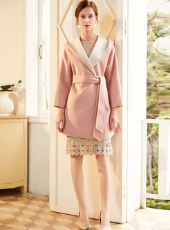 Hooded Wool Coat With Belt