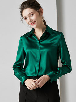 Tops | Blouses | Lapel Silk Single-breasted Loose Blouse
