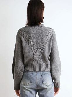 Long Sleeve Pullover Cable Knit Sweater