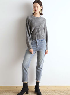 Long Sleeve Pullover Cable Knit Sweater