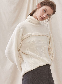 Turtleneck Loose Cable Knit Sweater