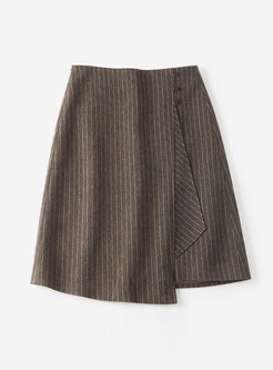 High Waisted Striped Irregular Patchwork Skirt