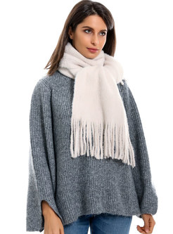 Solid Color Fringed Thick Scarf