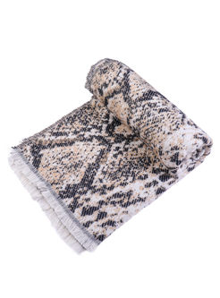 Animal Print Faux Cashmere Fringed Scarf