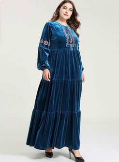 Plus Size Embroidered Maxi Dress