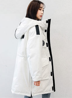 White Hooded Loose Orolay Down Coat