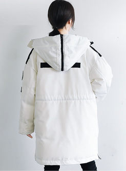 White Hooded Loose Orolay Down Coat