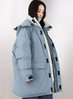 Hooded Loose Straight Orolay Down Coat