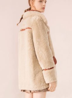 Khaki Long Sleeve Fleece Teddy Coat