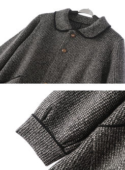 Grey Lapel A Line Wool Blended Coat