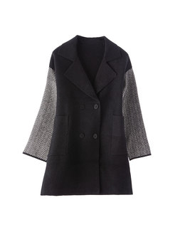 Notched Patchwork Wool Blend Peacoat