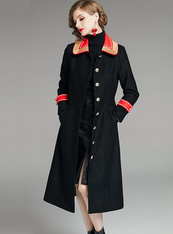 Color-blocked Patchwork A Line Overcoat