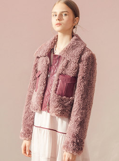 Patchwork Straight Thick Short Teddy Bear Jacket