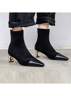 Pointed Head Thick Heel Short Boots