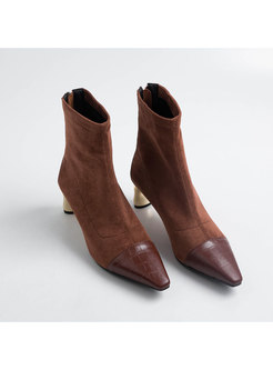 Pointed Head Thick Heel Short Boots