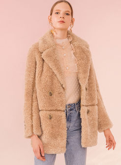 Lapel Double-breasted Loose Teddy Coat