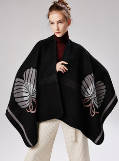 Color-blocked Jacquard Thick Cloak Scarf