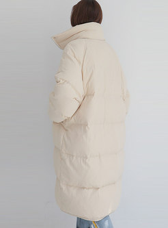 Solid Color Straight Loose Long Puffer Coat