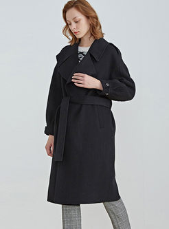 Solid Color Double-Cashmere Wool Peacoat