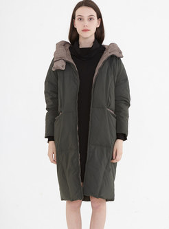 Color-blocked Loose Hooded Orolay Coat