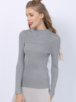 Mock Neck Slim Pullover Sweater
