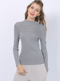 Mock Neck Slim Pullover Sweater