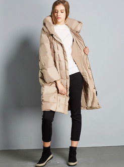 Mock Neck Pleated Straight Loose Puffer Coats