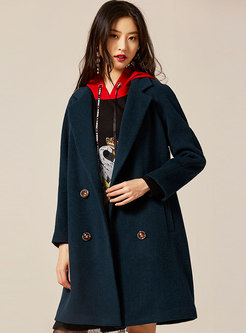 Solid Color Long Sleeve Loose Peacoat