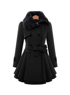 Double-breasted A Line Peacoat With Belt