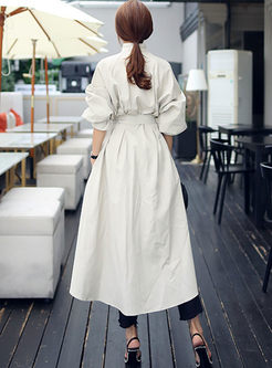 Mock Neck Long Sleeve A Line Trench Coat