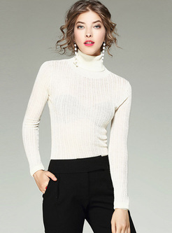 Solid Color Turtleneck Woolen Sweater