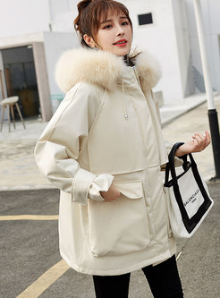 Solid Color Hooded Waist Orolay Coat