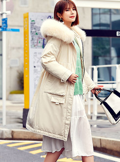 Solid Color Hooded Straight Orolay Coat