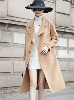 Solid Color Straight Long Wool Peacoat