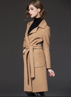 Notched Solid Color Wool Blended Coat