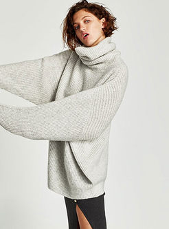 Solid Color Turtleneck Loose Sweater