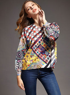 Long Sleeve Pullover Print Sweater