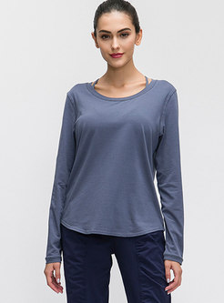 Crew Neck Backless Loose Quick-drying Top