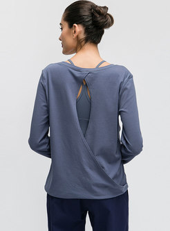 Crew Neck Backless Loose Quick-drying Top