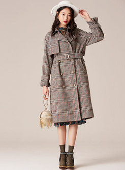 Hairy Plaid Peacoat With Belt