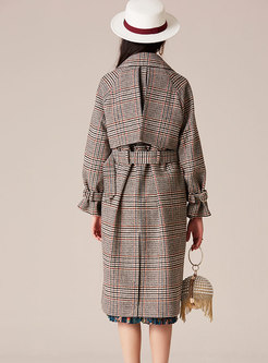 Hairy Plaid Peacoat With Belt