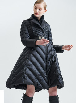 Plus Size High Waisted Belted Puffer Coat