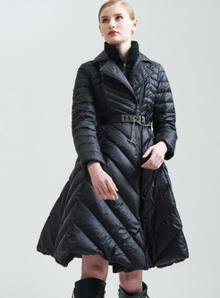 Plus Size High Waisted Belted Puffer Coat