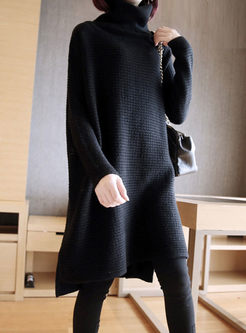 Turtleneck Long Sleeve Pullover Sweater Dress