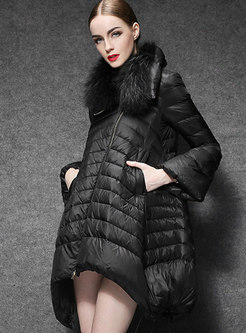 Plus Size Fur Collar Cloak Puff Coat