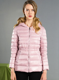 Solid Color Hooded Lightweight Puffer Jacket