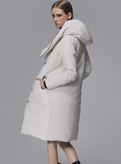 Solid Color Hooded Straight Down Coat
