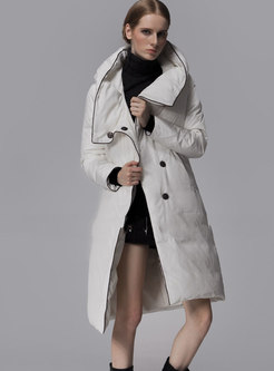 Solid Color Hooded Straight Down Coat