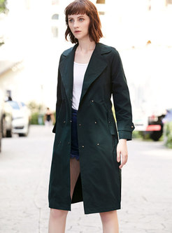 Notched Plaid Patchwork Trench Coat
