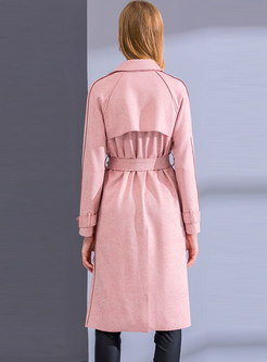 Solid Color A Line Waisted Overcoat With Belt
